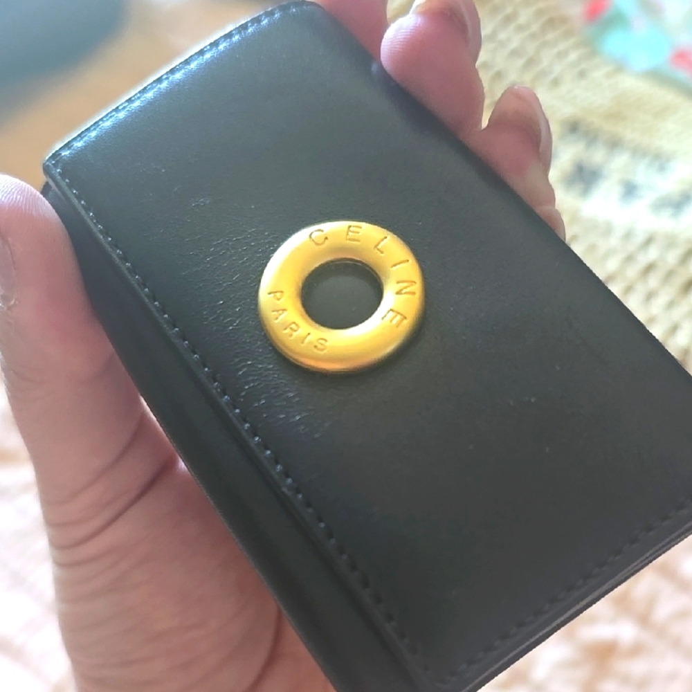 VINTAGE Celine Black Leather 6 Key Holder